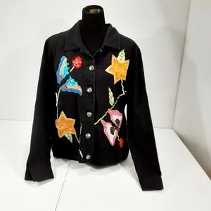 White Stag Womans Black Jacket XL with butterflies